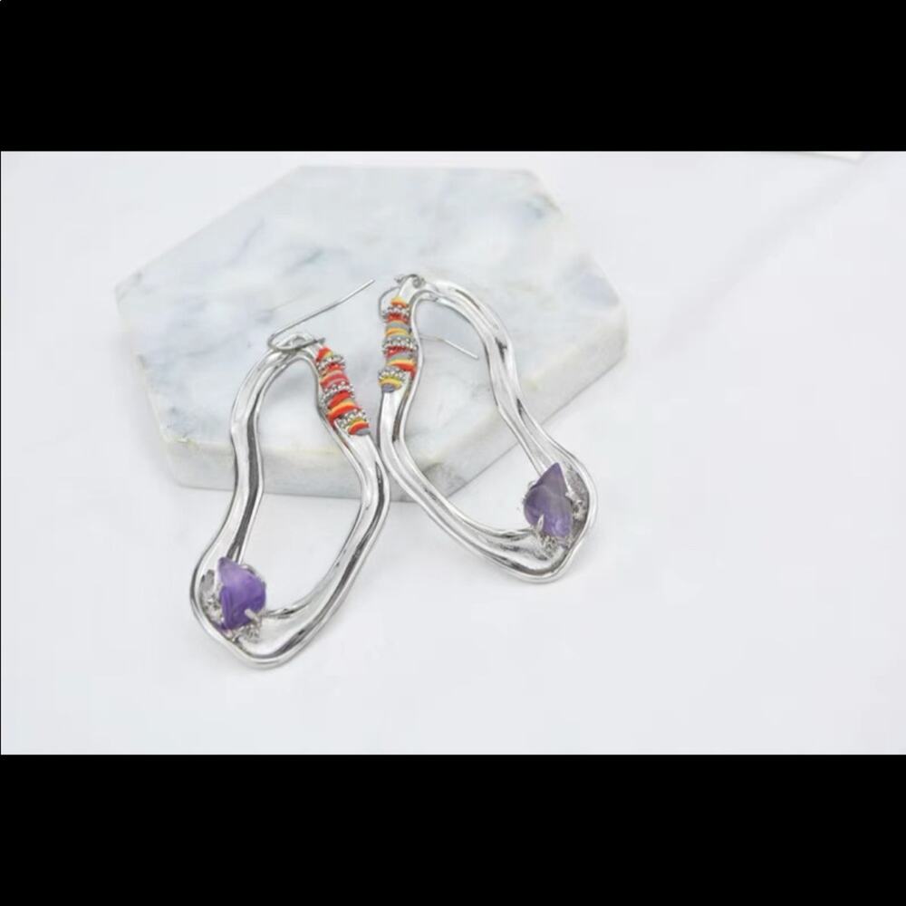 alexis bittar purple stone hoop earrings